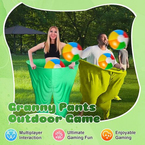 لعبة Granny Pants Outdoor، 4 قطع لعبة Granny Pants Yard للبالغين والأطفال، ألعاب خارجية عملاقة مع 4 سراويل كبيرة الحجم و12 كرة نطاطة، مجموعة ألعاب ميدانية للحفلات العائلية in Saudi Arabia