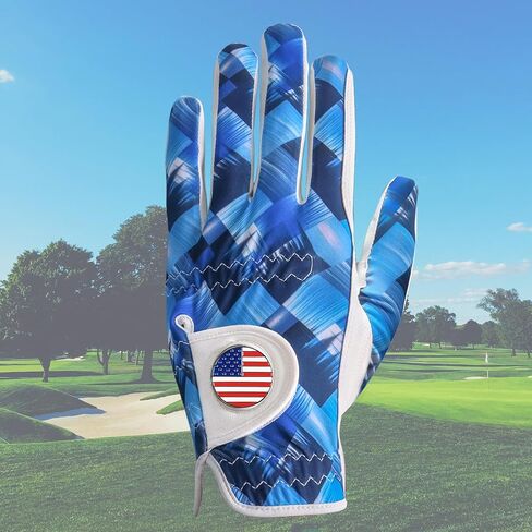 Golf Gloves Men Left Hand Right Handed 1 Pack with USA Flag Ball Marker, Leather Weathersof Grip Soft Golfer Mens Glove in Saudi Arabia