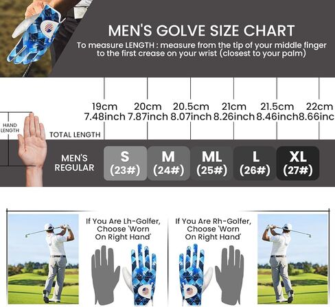 Golf Gloves Men Left Hand Right Handed 1 Pack with USA Flag Ball Marker, Leather Weathersof Grip Soft Golfer Mens Glove in Saudi Arabia