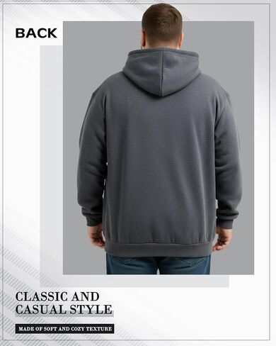 2 Pcs Men's Big and Tall Lightweight Fleece Full-zip Hoodie Jacket Loose Fit Sweatshirt Jacket with Pocket in Saudi Arabia