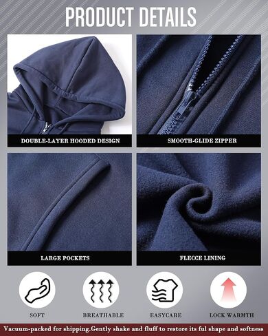 2 Pcs Men's Big and Tall Lightweight Fleece Full-zip Hoodie Jacket Loose Fit Sweatshirt Jacket with Pocket in Saudi Arabia