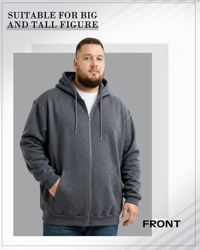 2 Pcs Men's Big and Tall Lightweight Fleece Full-zip Hoodie Jacket Loose Fit Sweatshirt Jacket with Pocket in Saudi Arabia