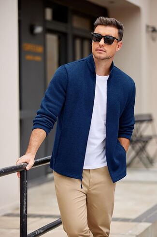 COOFANDY Mens Fleece Jacket Zip Up Lightweight Sweater Jackets Casual Warm with Pockets for Home Office Hiking in Saudi Arabia
