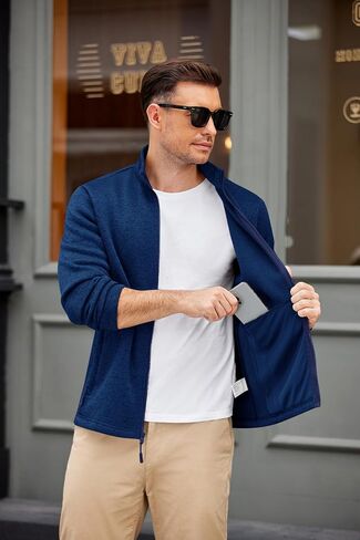 COOFANDY Mens Fleece Jacket Zip Up Lightweight Sweater Jackets Casual Warm with Pockets for Home Office Hiking in Saudi Arabia