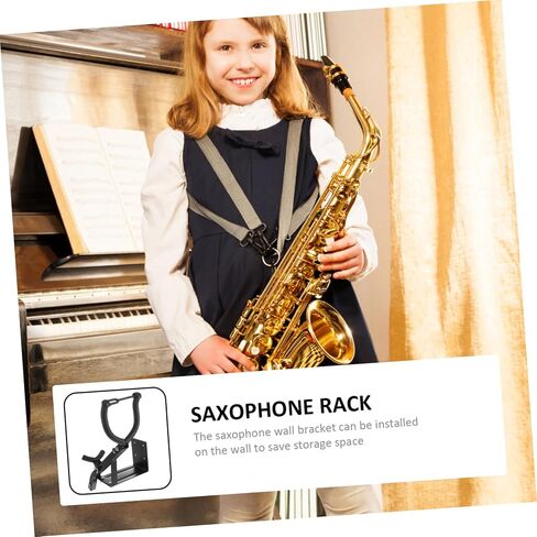 BESPORTBLE Alto Saxophone Holder Wall Mount Stand with Sponge Cushion for Scratch Protection Space-saving Design Suitable for Home Storage and Exhibition Display Black in Saudi Arabia