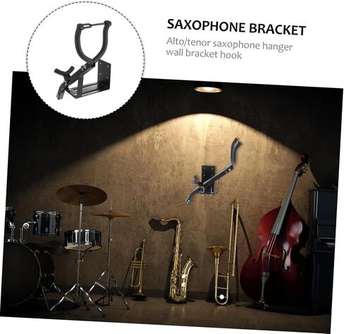 BESPORTBLE Alto Saxophone Holder Wall Mount Stand with Sponge Cushion for Scratch Protection Space-saving Design Suitable for Home Storage and Exhibition Display Black in Saudi Arabia