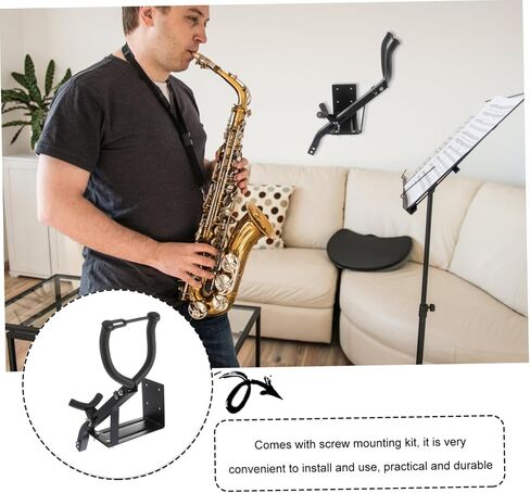 BESPORTBLE Alto Saxophone Holder Wall Mount Stand with Sponge Cushion for Scratch Protection Space-saving Design Suitable for Home Storage and Exhibition Display Black in Saudi Arabia
