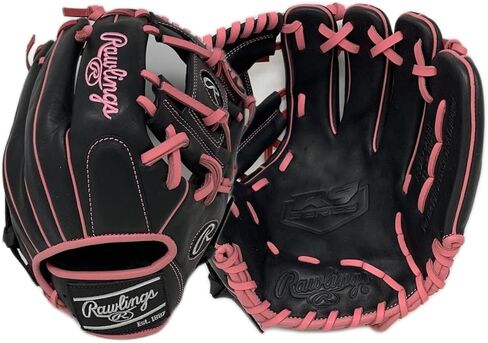 قفاز البيسبول Rawlings R9 مقاس 11.5 بوصة I Web أسود وردي اللون لليد اليمنى in Saudi Arabia
