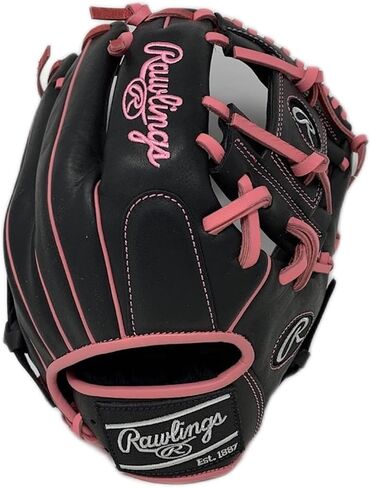قفاز البيسبول Rawlings R9 مقاس 11.5 بوصة I Web أسود وردي اللون لليد اليمنى in Saudi Arabia