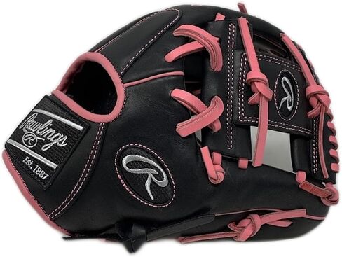 قفاز البيسبول Rawlings R9 مقاس 11.5 بوصة I Web أسود وردي اللون لليد اليمنى in Saudi Arabia