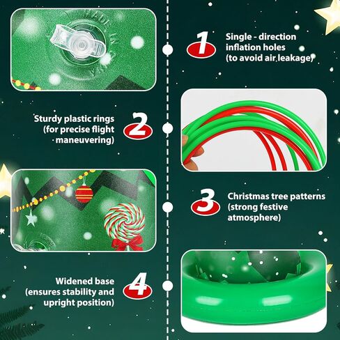 5 Pack Christmas Ring Toss Games, Christmas Tree Inflatable Ring Toss Game Set with Pump, for Kids, Adults, Family, Holiday Indoor Outdoor Party Game Garden Toys Gifts in Saudi Arabia