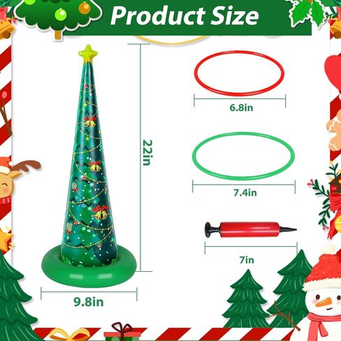 5 Pack Christmas Ring Toss Games, Christmas Tree Inflatable Ring Toss Game Set with Pump, for Kids, Adults, Family, Holiday Indoor Outdoor Party Game Garden Toys Gifts in Saudi Arabia