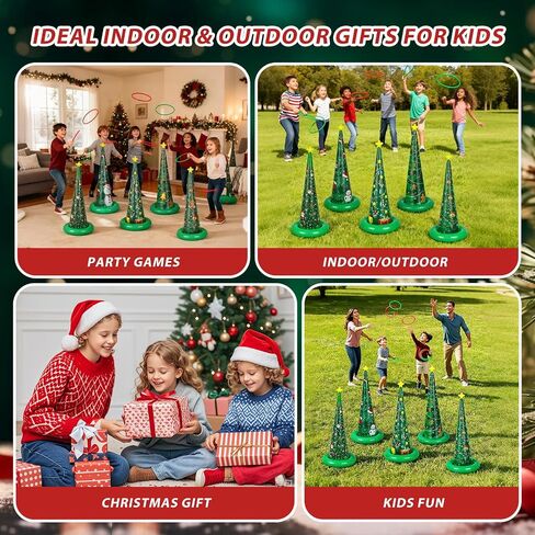 5 Pack Christmas Ring Toss Games, Christmas Tree Inflatable Ring Toss Game Set with Pump, for Kids, Adults, Family, Holiday Indoor Outdoor Party Game Garden Toys Gifts in Saudi Arabia
