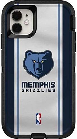 ملصق Skinit متوافق مع حافظة OtterBox Defender iPhone 11 - تصميم جيرسي منزلي مرخص رسميًا من NBA Memphis Grizzlies in Saudi Arabia