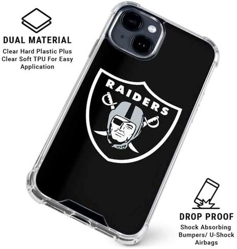 حافظة هاتف Skinit الشفافة متوافقة مع iPhone 14 - تصميم شعار كبير مرخص رسميًا من NFL Las Vegas Raiders in Saudi Arabia