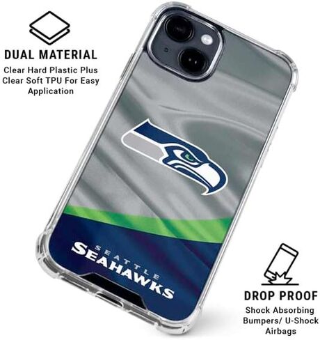 حافظة هاتف Skinit الشفافة متوافقة مع iPhone 14 - تصميم NFL Seattle Seahawks المرخص رسميًا in Saudi Arabia