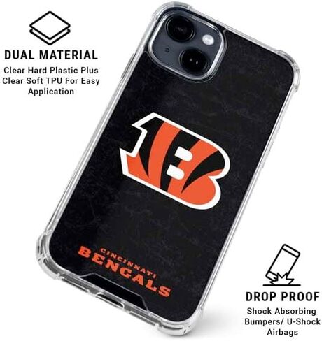 Skinit Clear Phone Case Compatible with iPhone 14 - Officially Licensed NFL Cincinnati Bengals - Distressed Design in Saudi Arabia