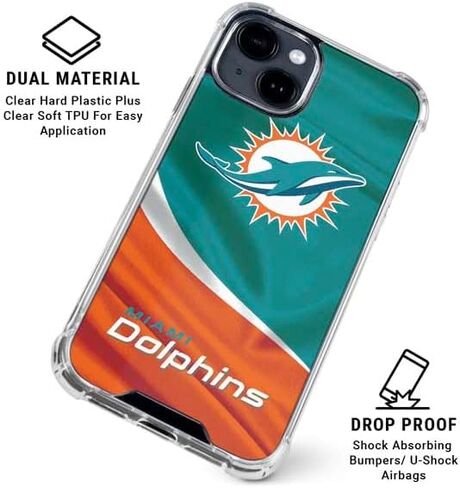 حافظة هاتف Skinit الشفافة متوافقة مع iPhone 14 - تصميم NFL Miami Dolphins المرخص رسميًا in Saudi Arabia