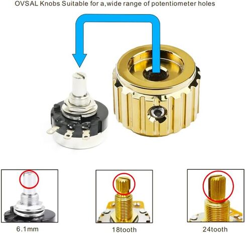 2Pcs Aluminum Alloy Electric Bass Guitar Knobs 6.1mm（15/64"） Potentiometer Shaft Flat Top Speed Control Metal Volume Tone Knobs for Electric Bass Guitar Replacement Parts (Gold -Gear Top) in Saudi Arabia