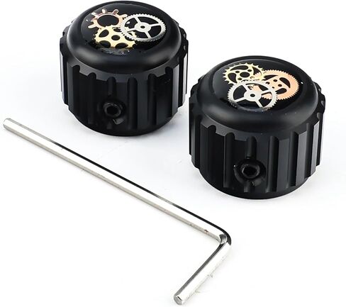 2Pcs Aluminum Alloy Electric Bass Guitar Knobs 6.5mm（1/4"） Potentiometer Shaft Flat Top Speed Control Metal Volume Tone Knobs for Electric Bass Guitar Replacement Parts (Black -Gear Top) in Saudi Arabia