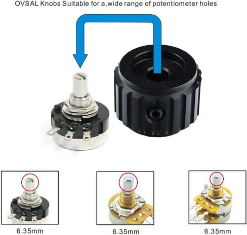 2Pcs Aluminum Alloy Electric Bass Guitar Knobs 6.5mm（1/4"） Potentiometer Shaft Flat Top Speed Control Metal Volume Tone Knobs for Electric Bass Guitar Replacement Parts (Black -Gear Top) in Saudi Arabia