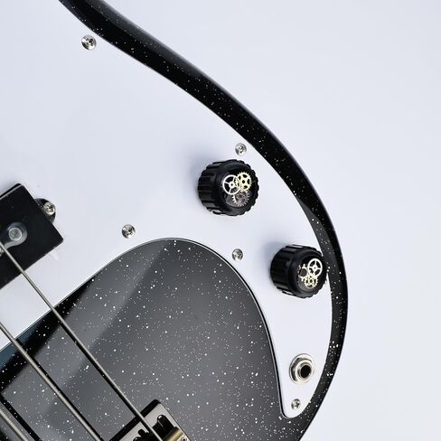 2Pcs Aluminum Alloy Electric Bass Guitar Knobs 6.5mm（1/4"） Potentiometer Shaft Flat Top Speed Control Metal Volume Tone Knobs for Electric Bass Guitar Replacement Parts (Black -Gear Top) in Saudi Arabia