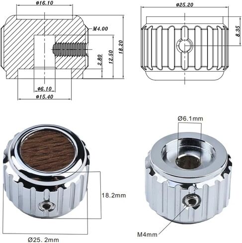 2Pcs Aluminum Alloy Electric Bass Guitar Knobs 6.1mm（15/64"） Potentiometer Shaft Flat Top Speed Control Metal Volume Tone Knobs for Electric Bass Guitar Replacement(Gold -Wood Grain Top) in Saudi Arabia