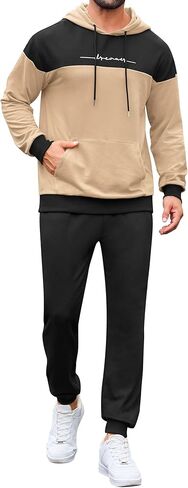 بدلة رياضية بقلنسوة للرجال من Babioboa مكونة من قطعتين من الصوف بدلة رياضية للركض مع قلنسوة ومجموعة بنطال رياضي in Kuwait