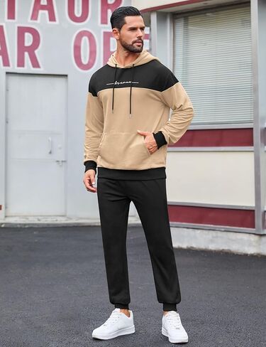 بدلة رياضية بقلنسوة للرجال من Babioboa مكونة من قطعتين من الصوف بدلة رياضية للركض مع قلنسوة ومجموعة بنطال رياضي in Kuwait