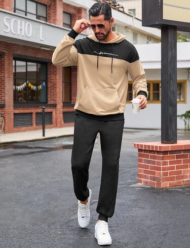 بدلة رياضية بقلنسوة للرجال من Babioboa مكونة من قطعتين من الصوف بدلة رياضية للركض مع قلنسوة ومجموعة بنطال رياضي in Kuwait