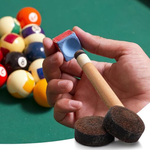 20 Pcs Billiard Pool Cue Tips Replacement Kit with Storage Box, Leather Pool Stick Tips for Billiard Cues, Snooker Pool Cues Accessories (Dark Brown) in Saudi Arabia