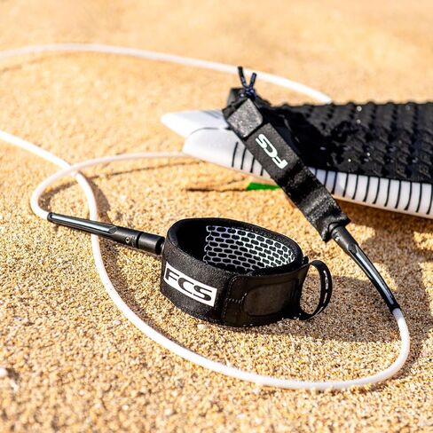 FCS 6' All Round Essential Surfboard Leash - Eclipse | Lightweight & Durable 6ft Surf Leash for 2-8ft Waves, in-Cuff Silicone Grip, Comfortable and Supportive Ankle Strap, Easy-Release Tab in Saudi Arabia