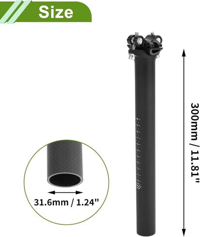 العالمي 31.6x300mm ألياف الكربون نمط ماتي الأسود مقعد الدراجة المشاركات قابل للتعديل زاوية خفيفة الوزن دراجة السرج آخر مقعد أنبوب ألياف الكربون 1 قطعة in Saudi Arabia