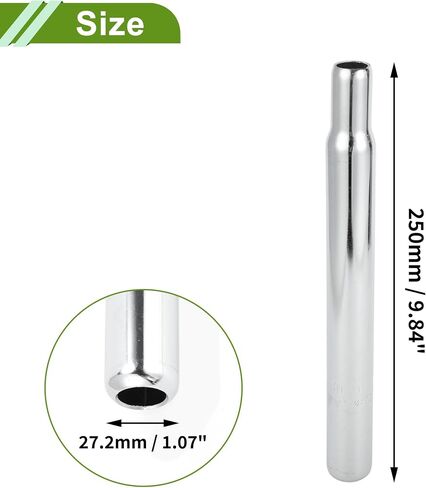 Universal 27.2x250mm Silver Tone Bike Seat Posts Durable Bike Saddle Post Seat Tube Steel 1 Pc in Saudi Arabia