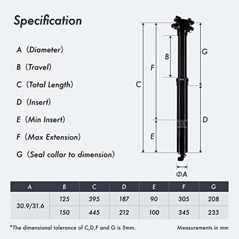 DJC MTB Dropper Seatpost Southpaw Internal Routing Cable Adjustable Height, 125mm 150mm Travel, Remote Control Wired, 395mm 445mm Length EXA Form 900i in Saudi Arabia