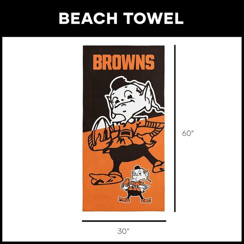 منشفة الشاطئ من الألياف الدقيقة من Northwest NFL Cleveland Browns، مقاس 76.2 × 60 بوصة - سريعة الجفاف، مقاومة للرمل، خفيفة الوزن، عالية الامتصاص، تصميم قاطع in Saudi Arabia