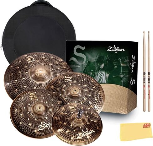 Zildjian SD4680 S Family Dark Cymbal Pack Bundle with Cymbal Bag, Drumsticks, and Austin Bazaar Polishing Cloth in Saudi Arabia