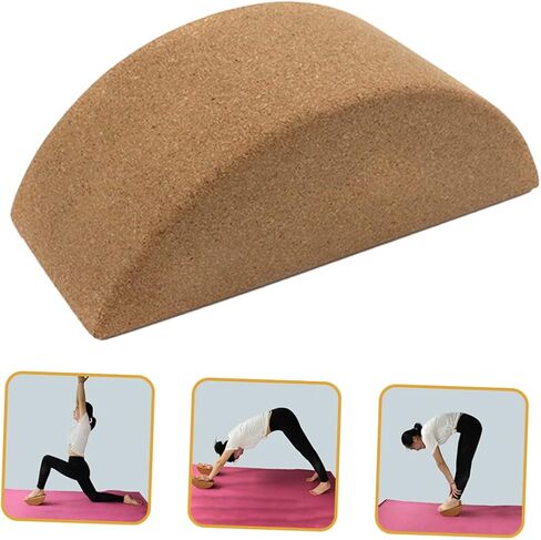 VOSAREA High Density Cork Yoga Block Non Slip Half Moon Shape for Core Muscle Strength and Balance Durable Yoga Training Tool for Support and Stability in Saudi Arabia