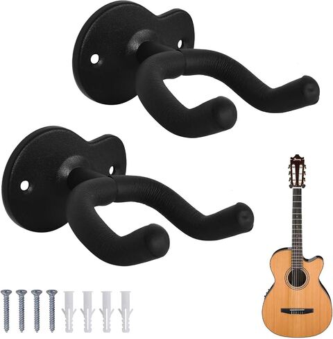 2 Pack Guitar Holder Wall Mount Hanger Stand Black Screws Easy in Saudi Arabia
