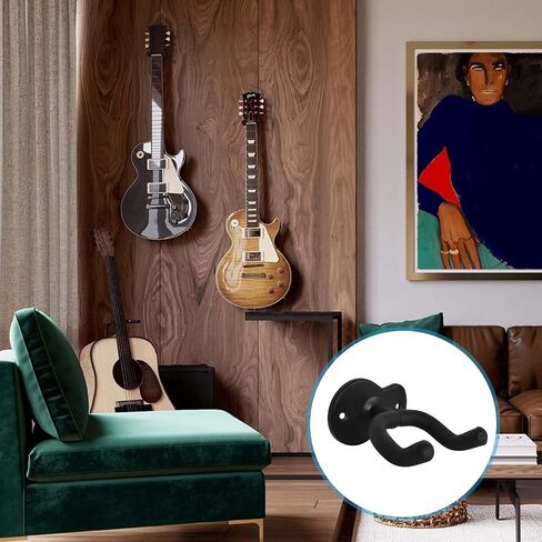 2 Pack Guitar Holder Wall Mount Hanger Stand Black Screws Easy in Saudi Arabia