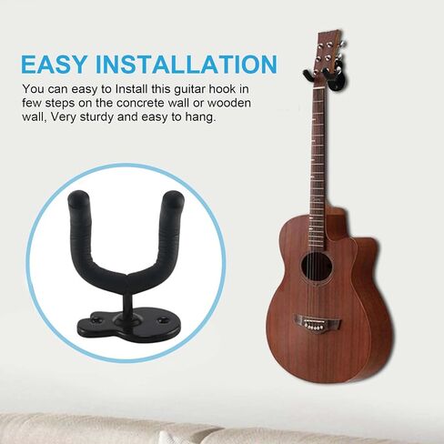 2 Pack Guitar Holder Wall Mount Hanger Stand Black Screws Easy in Saudi Arabia