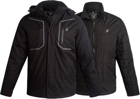 Spyder Mens Ski Jacket - 3-in-1 System Snow Waterproof Winter Jackets for Men - Mens Snowboard Jacket with Detachable Hood in Saudi Arabia