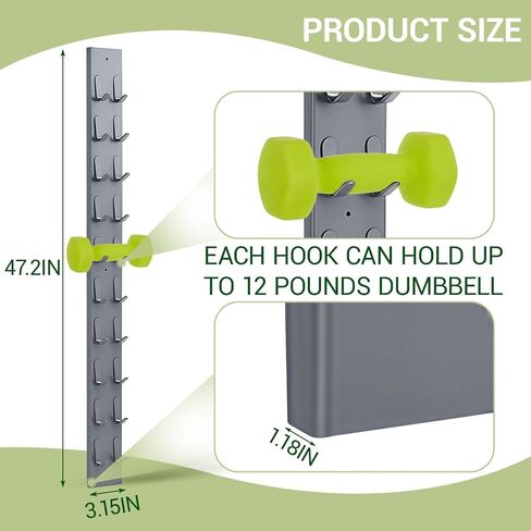 Zonon 47 Inch Dumbbell Wall Rack 10 Capacity Metal Heavy Duty Dumbbell Storage Holder for Space-saving Home Gym (Hardware Included) in Saudi Arabia