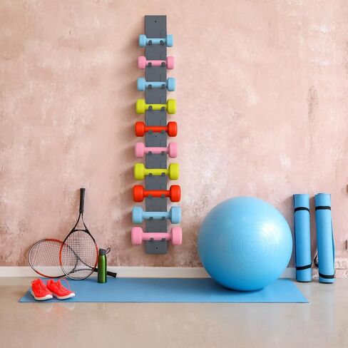 Zonon 47 Inch Dumbbell Wall Rack 10 Capacity Metal Heavy Duty Dumbbell Storage Holder for Space-saving Home Gym (Hardware Included) in Saudi Arabia