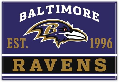 مغناطيس معدني مزخرف من Wincraft، شعار فريق Baltimore Ravens، 2.5 بوصة × 3.5 بوصة، عدد 1 in Saudi Arabia