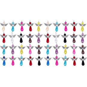 Pretyzoom 20pcs Charm Charm Colorful Angel Wing Wing Beads Jewelry Making DIY صياغة ملحقات لدروس القلادة (مختلطة) in Kuwait