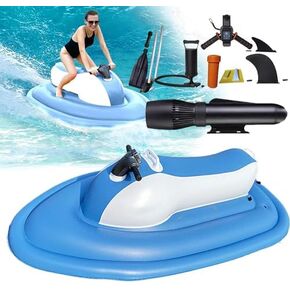 Menglanchang 2-in-1 Inflatable Jet Ski & Diving Scooter – 500W, 10 Speed Modes, 130 Min Runtime, Remote Control, Dual-Fin Inflatable Boat for Adults & Kids (150kg Capacity) – White in Kuwait