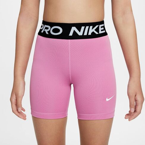 Nike Pro Big Kids' (Girls') Dri-FIT 5" Shorts (Magic Flamingo/White, FB1081-646) in Saudi Arabia