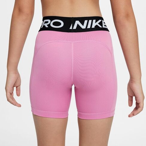 Nike Pro Big Kids' (Girls') Dri-FIT 5" Shorts (Magic Flamingo/White, FB1081-646) in Saudi Arabia