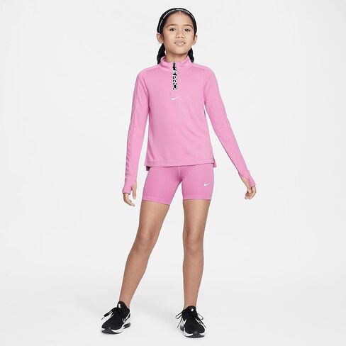 Nike Pro Big Kids' (Girls') Dri-FIT 5" Shorts (Magic Flamingo/White, FB1081-646) in Saudi Arabia
